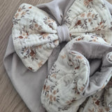 Duo Turban Nœud Floral & Chaussons
