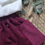Jupe réversible velours et glitter bordeaux