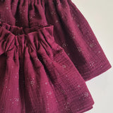 Jupe réversible velours et glitter bordeaux
